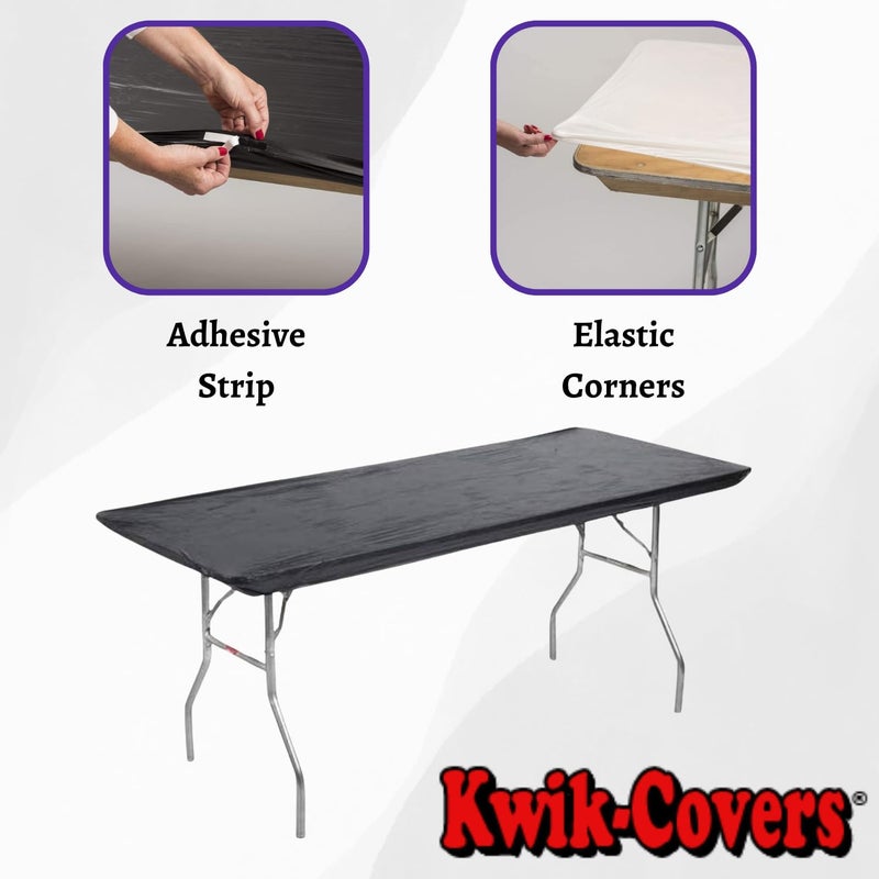 Kwik-Covers أغطية طاولات بلاستيكية مستطيلة كويك-كفرز 6' 30" x 72"، حزمة من 10 (أسود) - Image 3